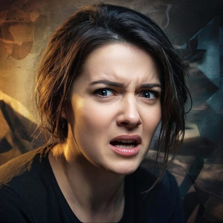 Woman looking anguished. Woman with anguished facial expression.