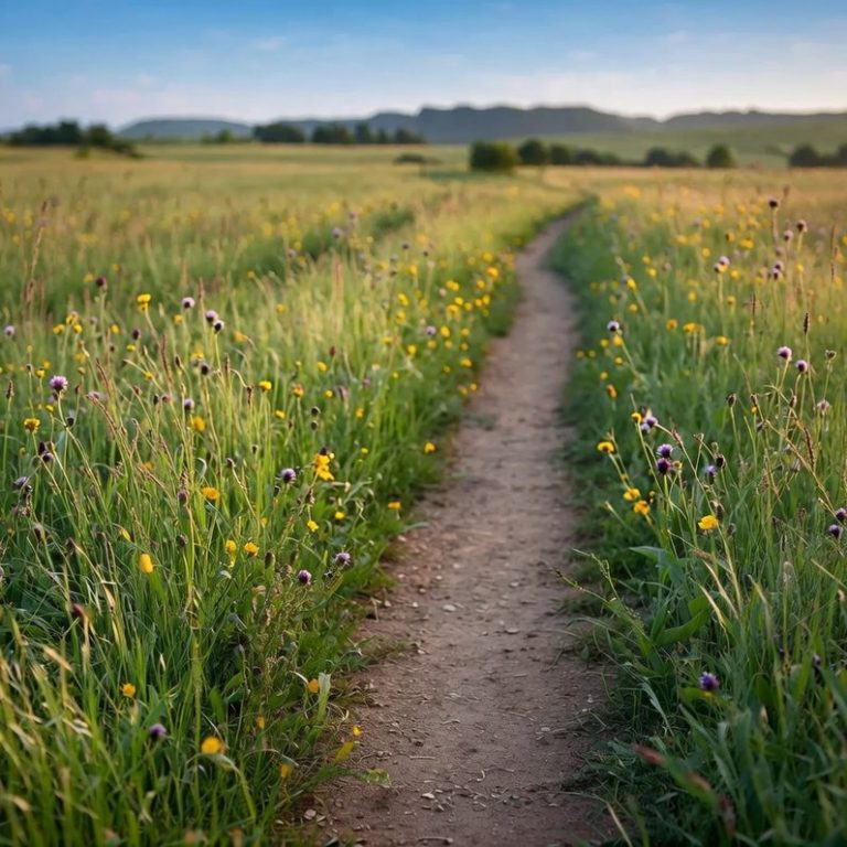 Path through a sumemr meadow. Clear path through a summer meadow.
